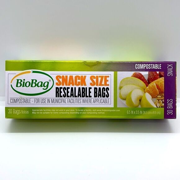 BioBag Snack Size Resealable Compostable Bags (30) - Picture 2 of 4
